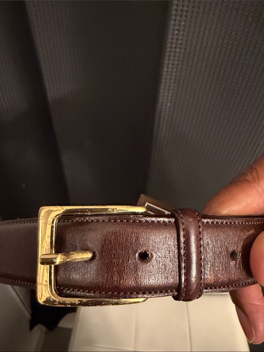 Trafalgar Men's Brown Cortina Leather Belt with Gold Buckle Sz 38 - Picture 7 of 7